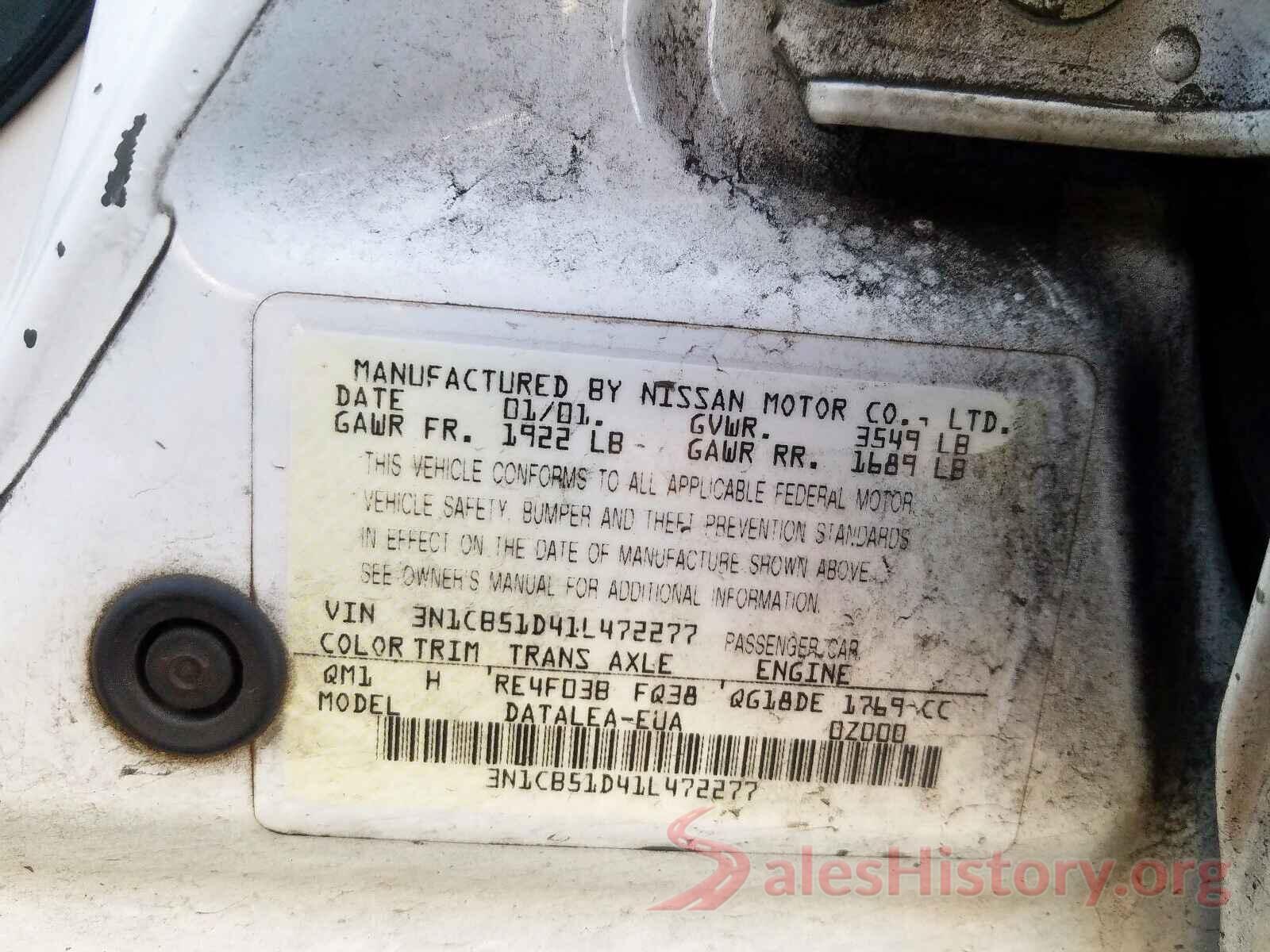 3VV2B7AXXKM177079 2001 NISSAN SENTRA