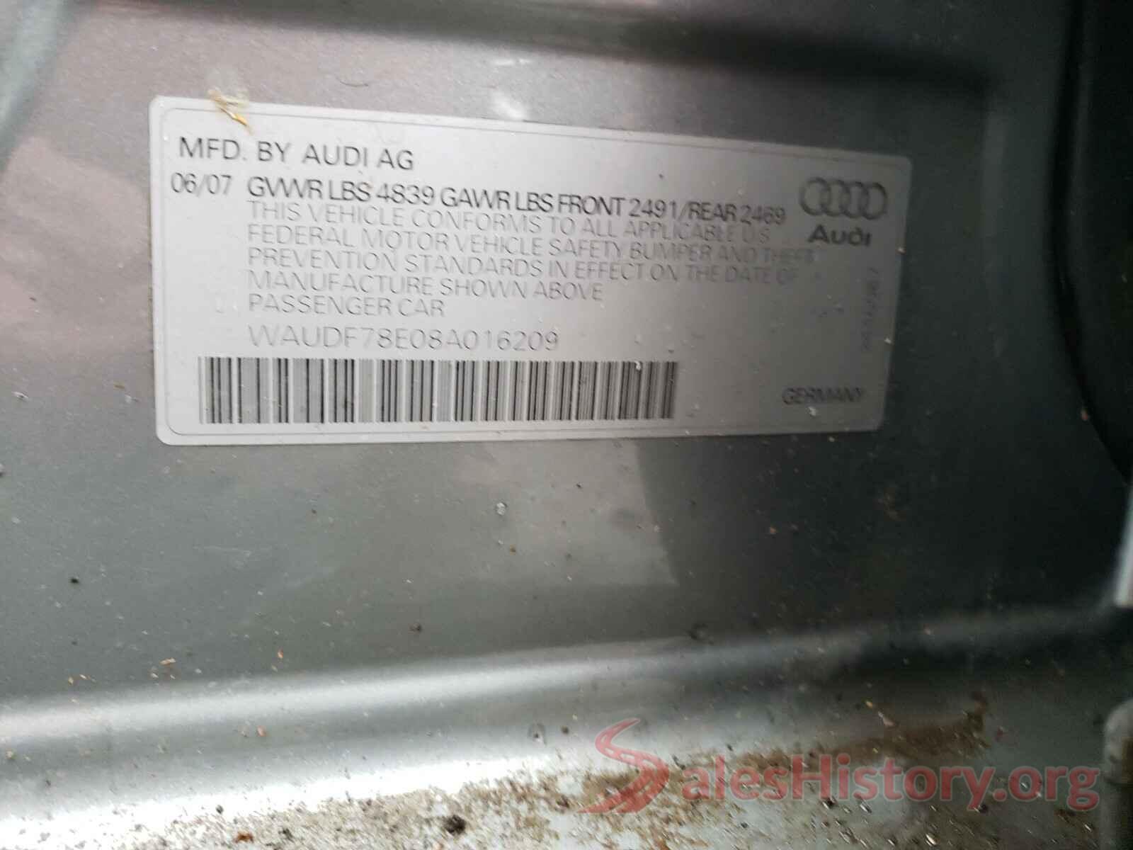 5NPD84LF6LH531731 2008 AUDI A4