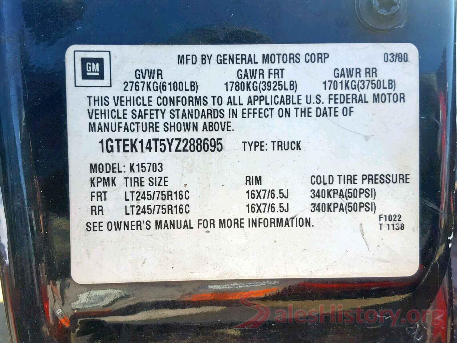 2T3WFREV2GW258995 2000 GMC NEW SIERRA