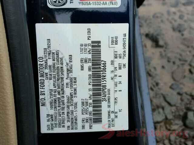 5XYZU3LBXHG458287 2009 FORD FUSION