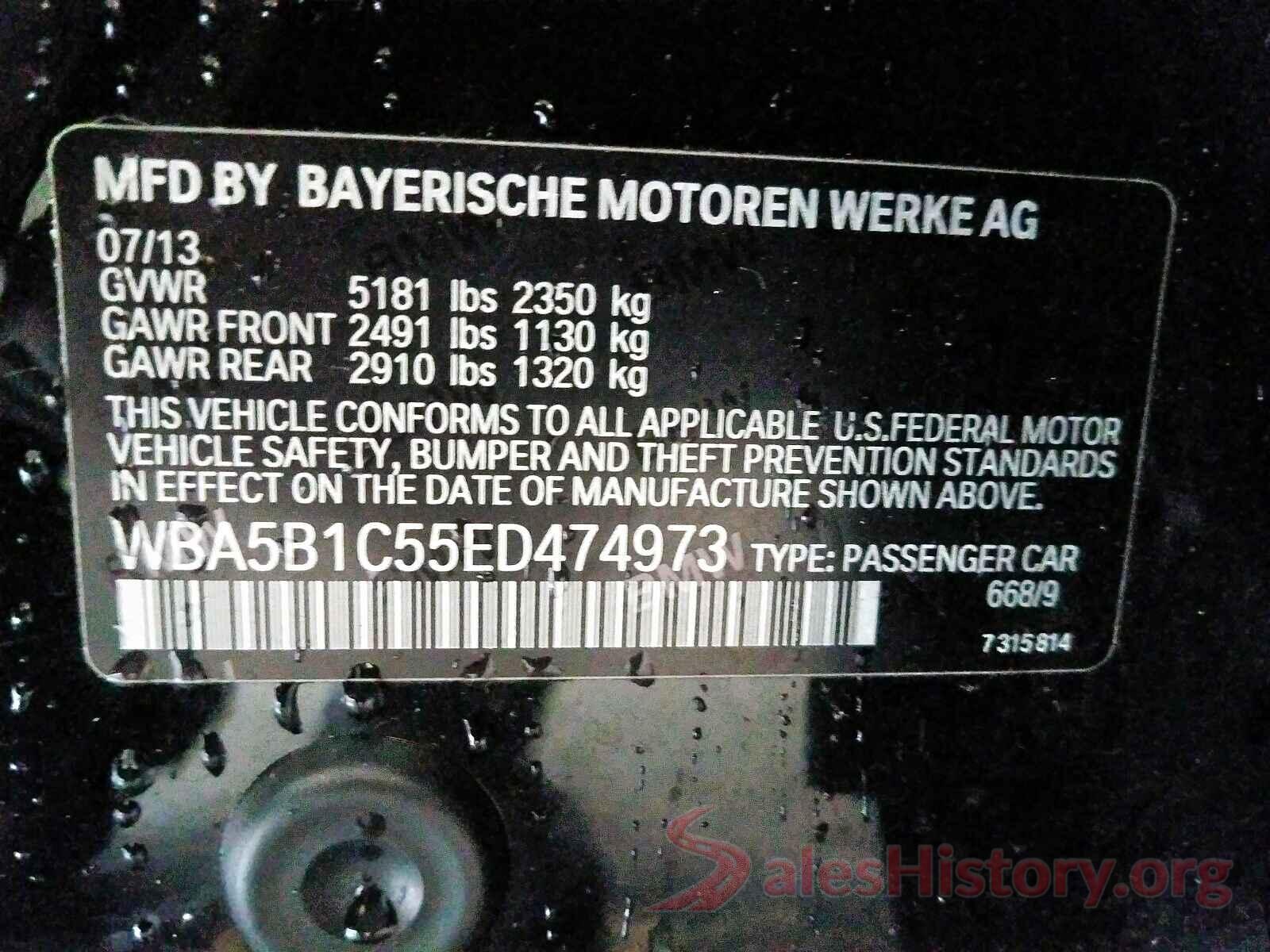 1GNKVFEDXGJ127648 2014 BMW 5 SERIES