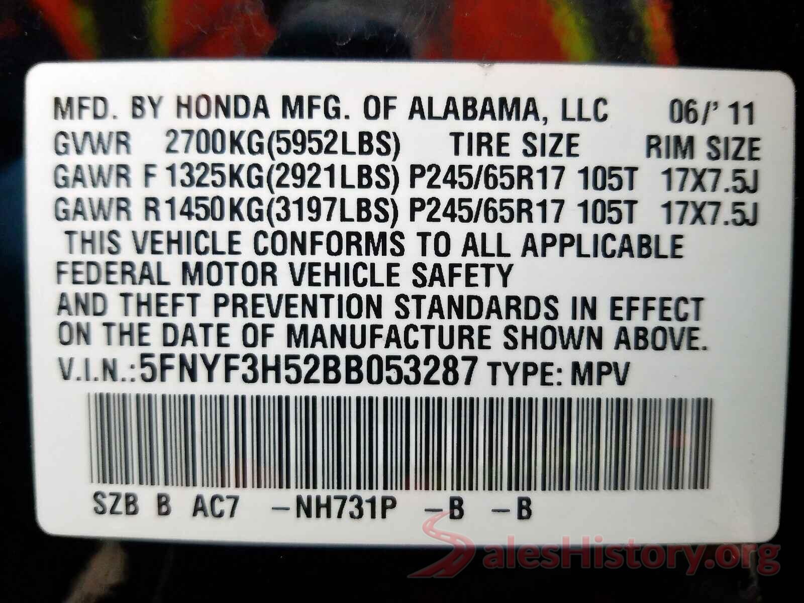 3C4NJDAB4JT126716 2011 HONDA PILOT