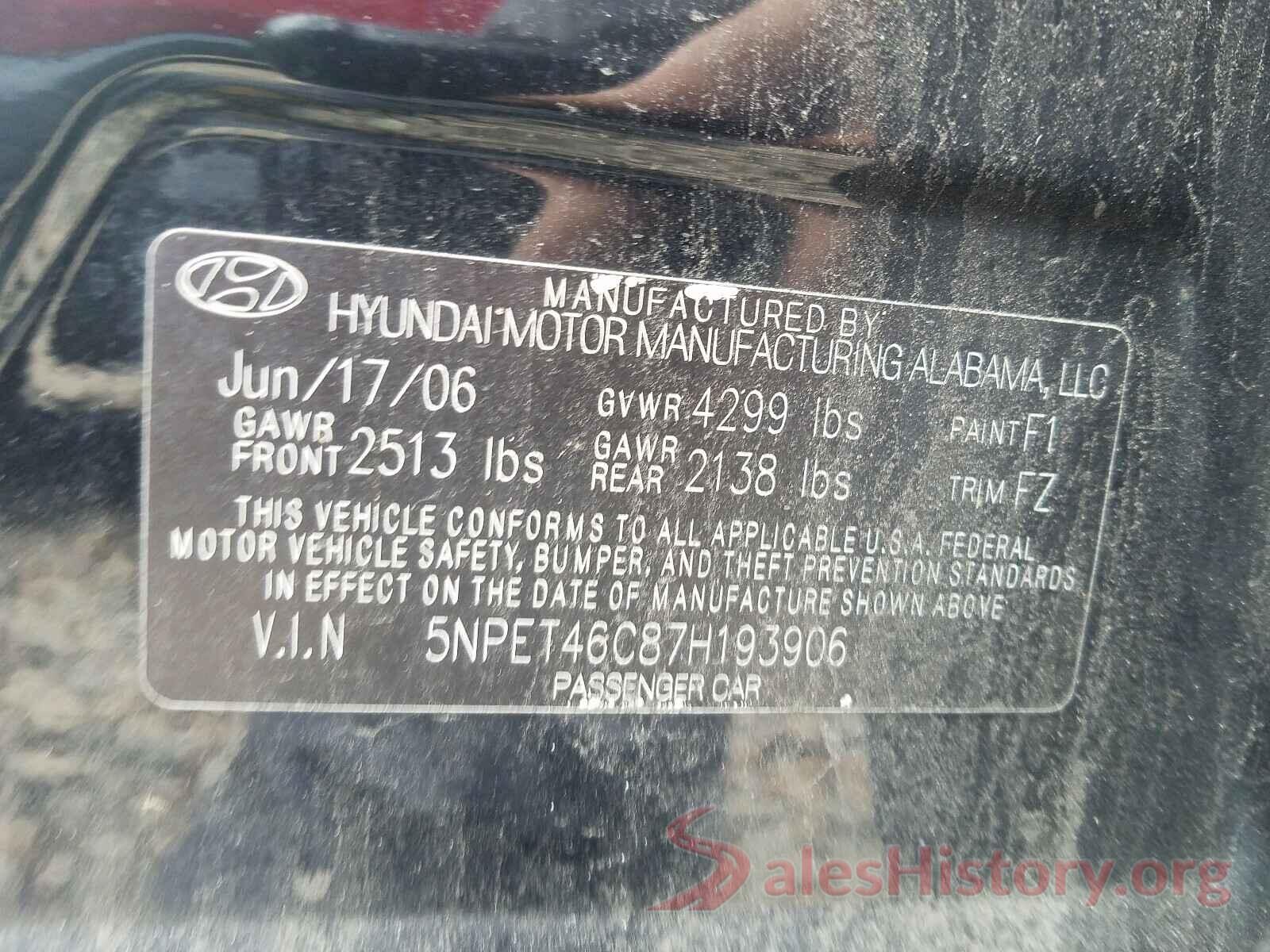 1N4AA6AP5HC431336 2007 HYUNDAI SONATA