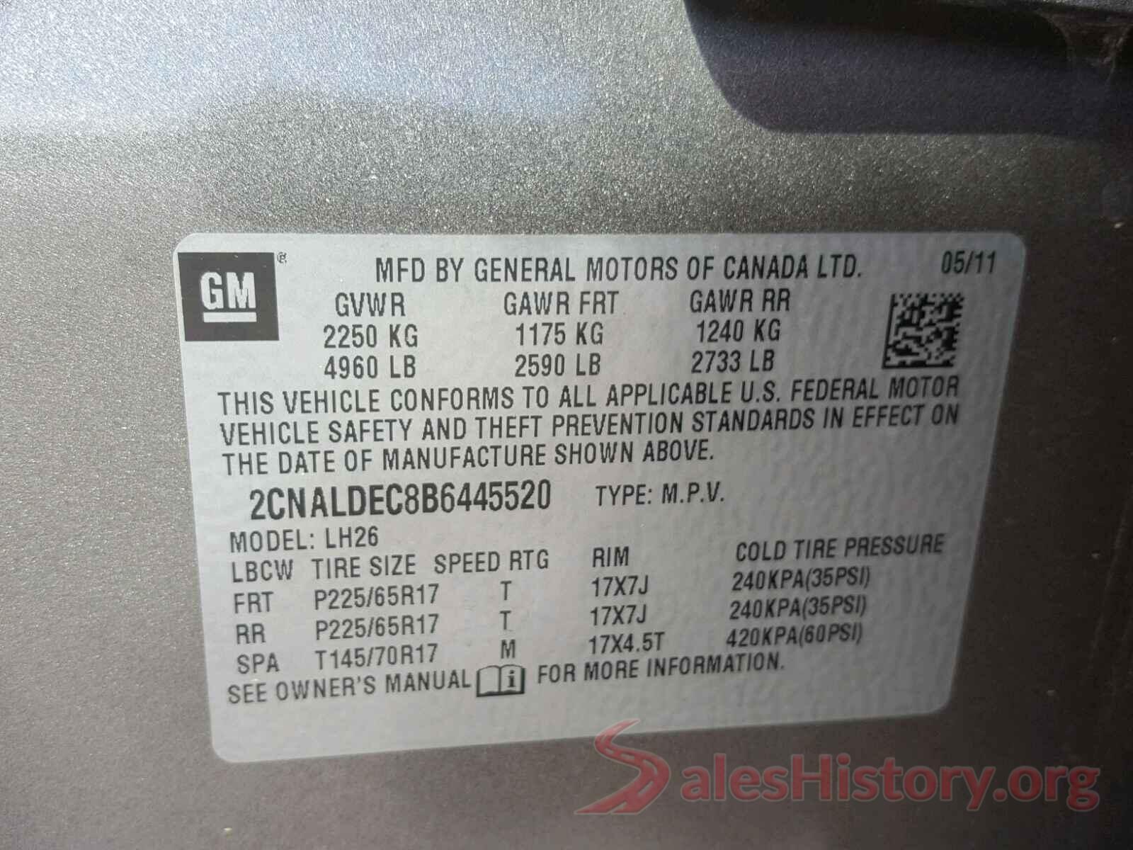 4S3BNAN60K3013670 2011 CHEVROLET EQUINOX