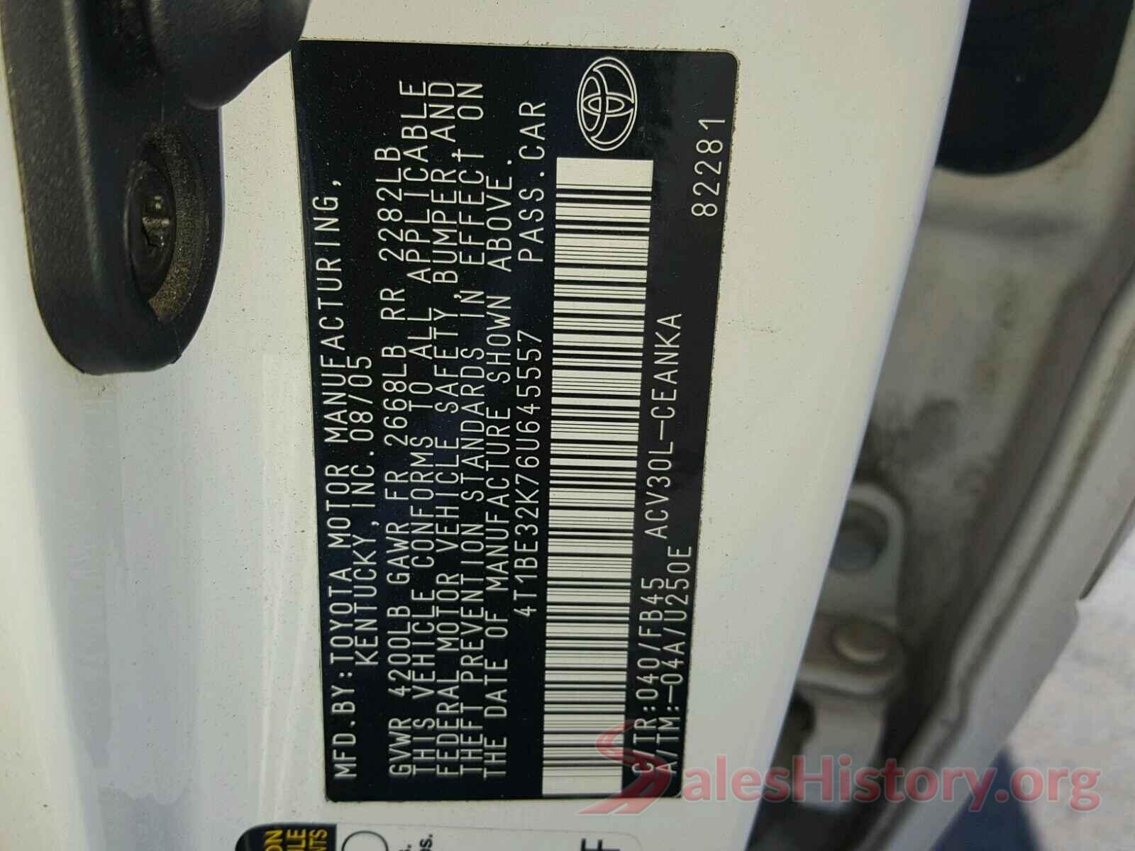 4T1BF1FK2HU346704 2006 TOYOTA CAMRY