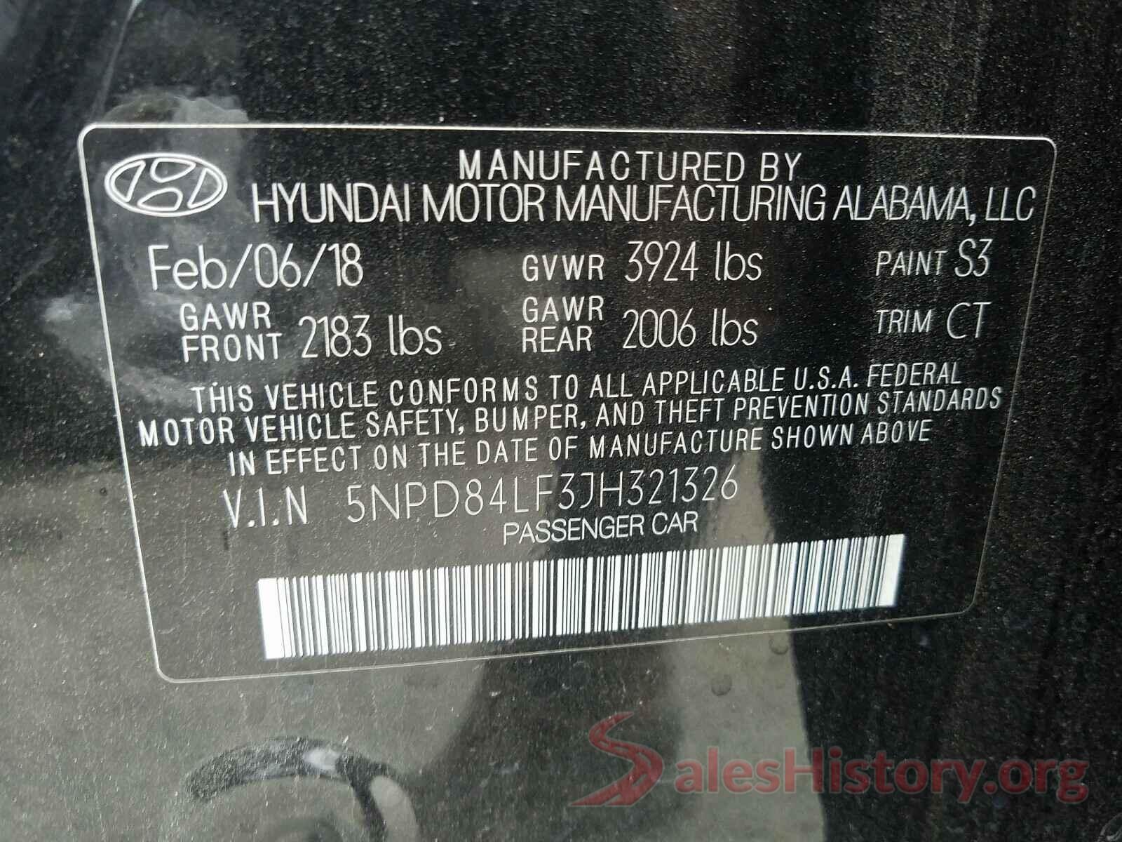 5NPD84LF3JH321326 2018 HYUNDAI ELANTRA