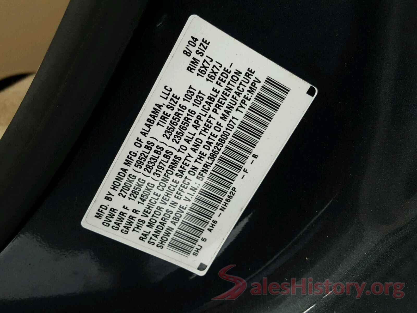 1C4PJLDBXKD170676 2005 HONDA ODYSSEY