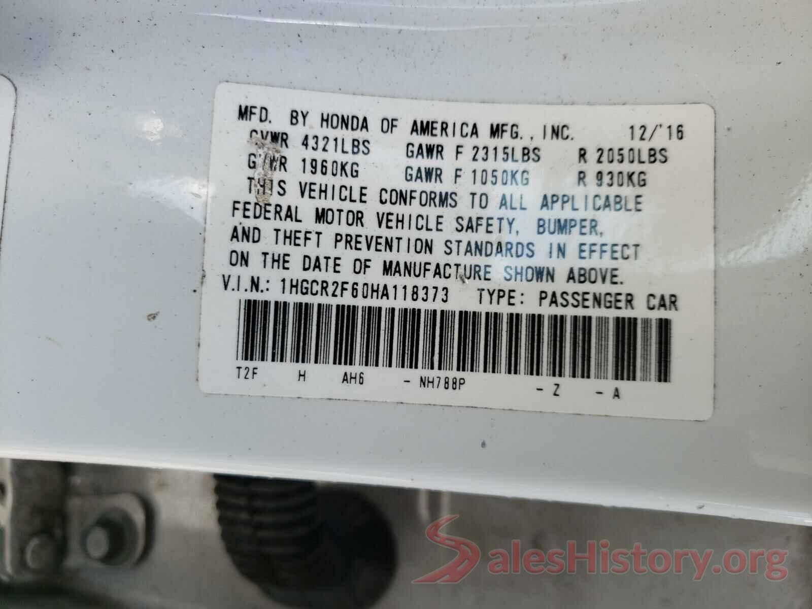 1HGCR2F60HA118373 2017 HONDA ACCORD