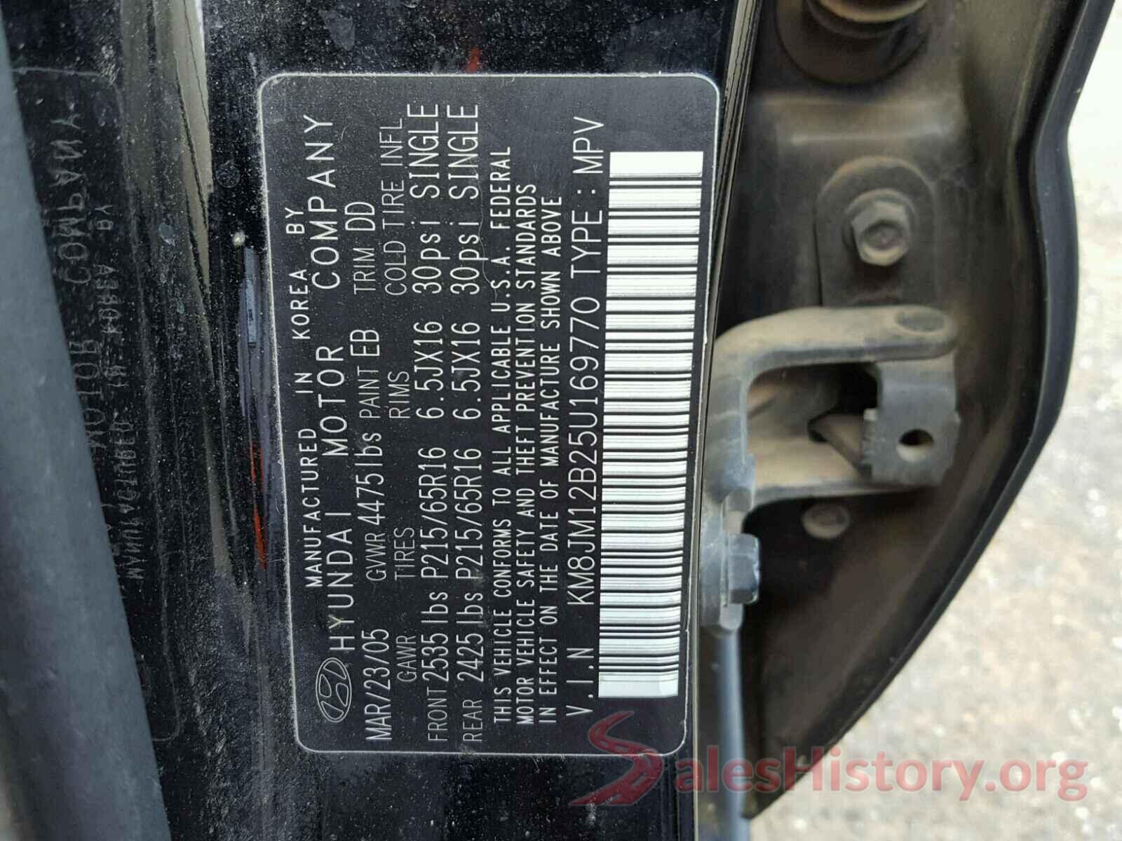 KNAFX5A83G5529010 2005 HYUNDAI TUCSON