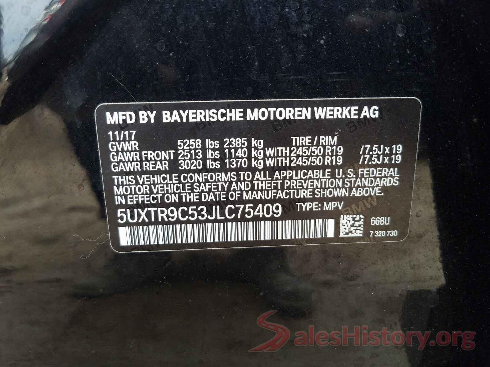 5UXTR9C53JLC75409 2018 BMW X3