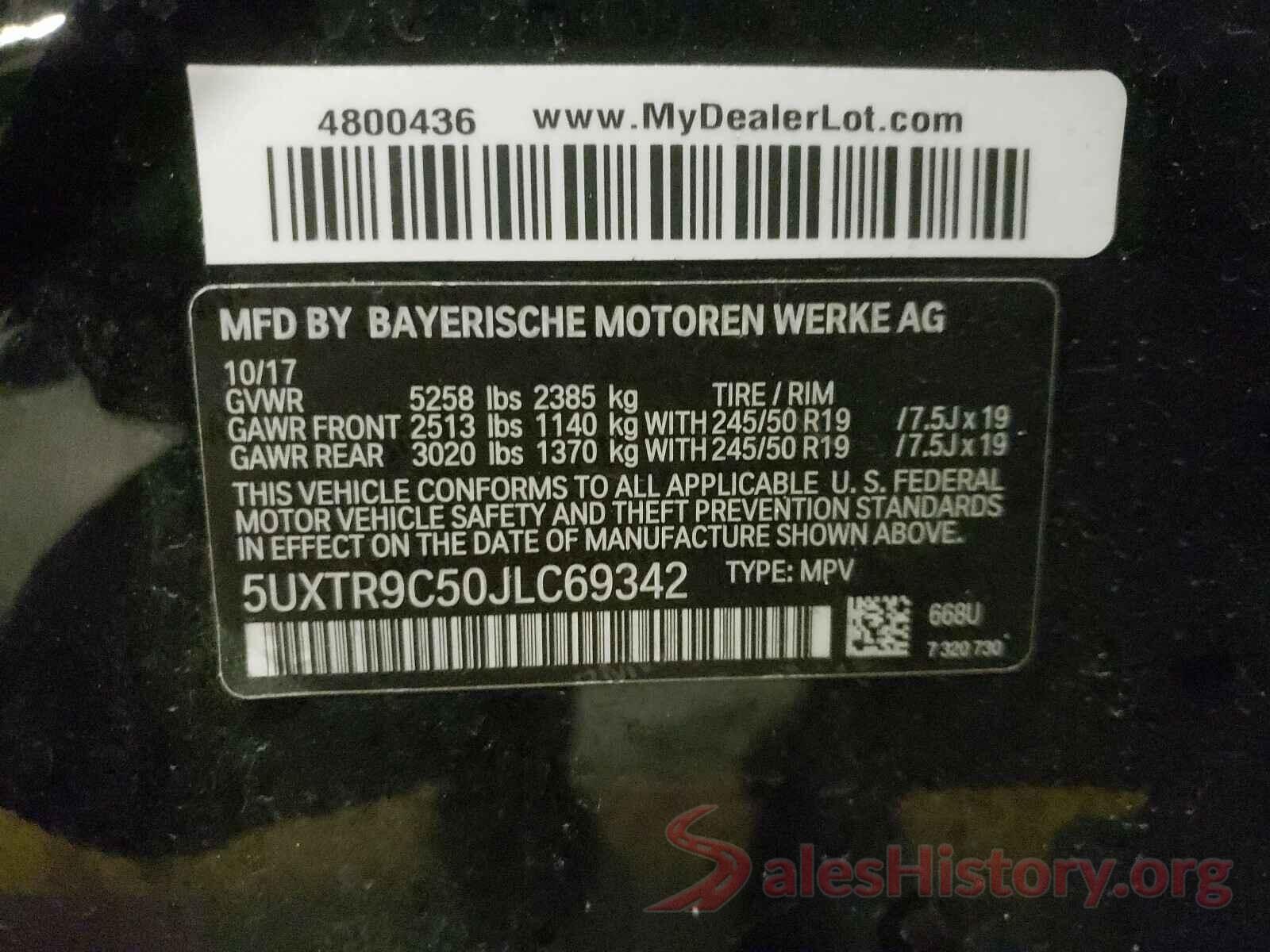 5UXTR9C50JLC69342 2018 BMW X3