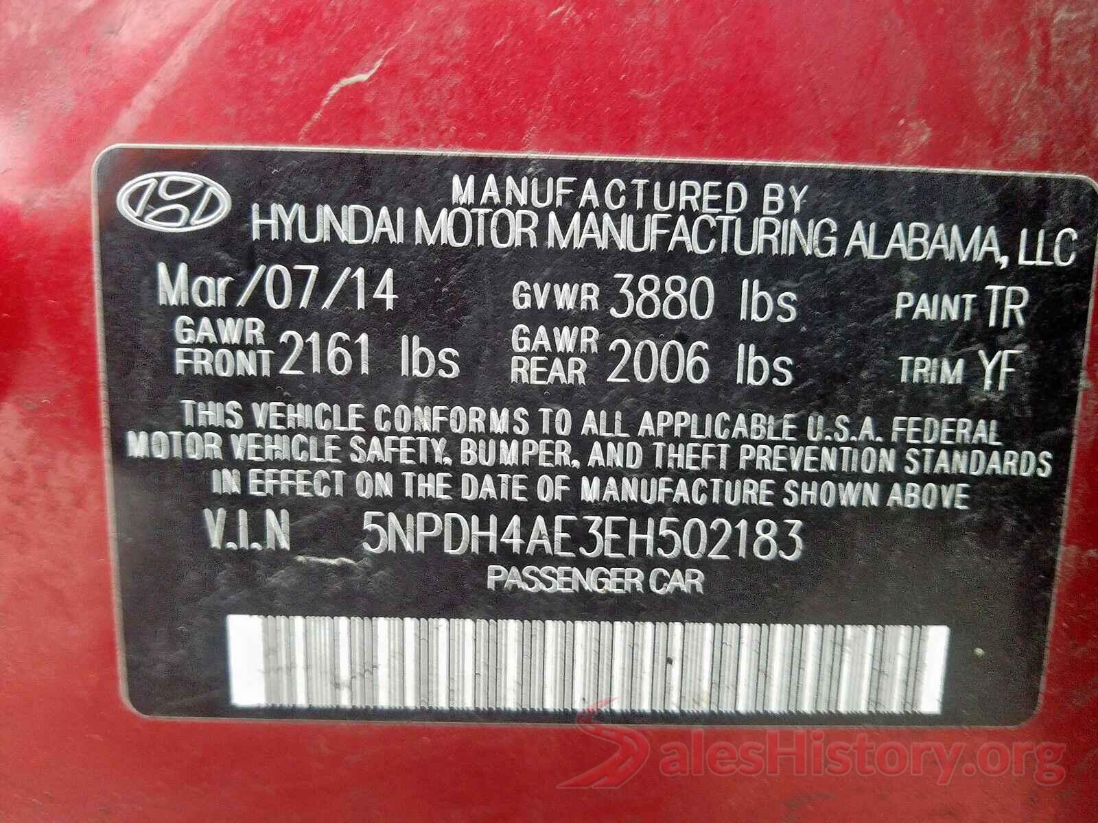 5NPD84LF5JH221843 2014 HYUNDAI ELANTRA