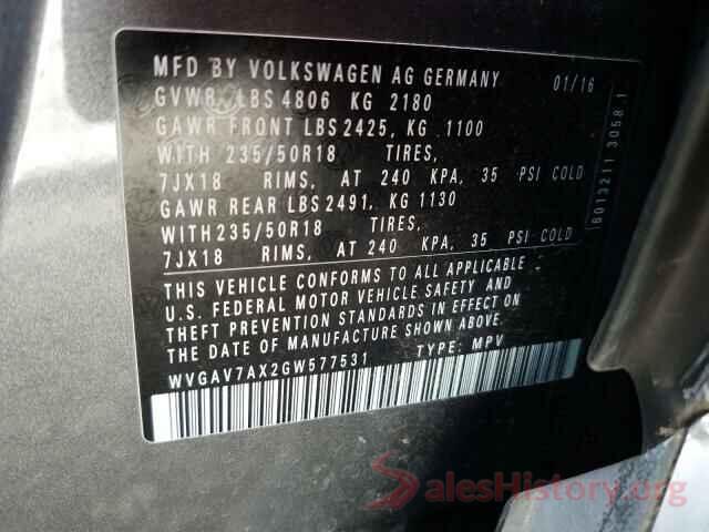 WVGAV7AX2GW577531 2016 VOLKSWAGEN TIGUAN