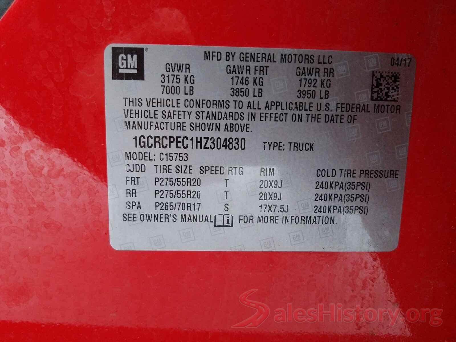 1GCRCPEC1HZ304830 2017 CHEVROLET SILVERADO