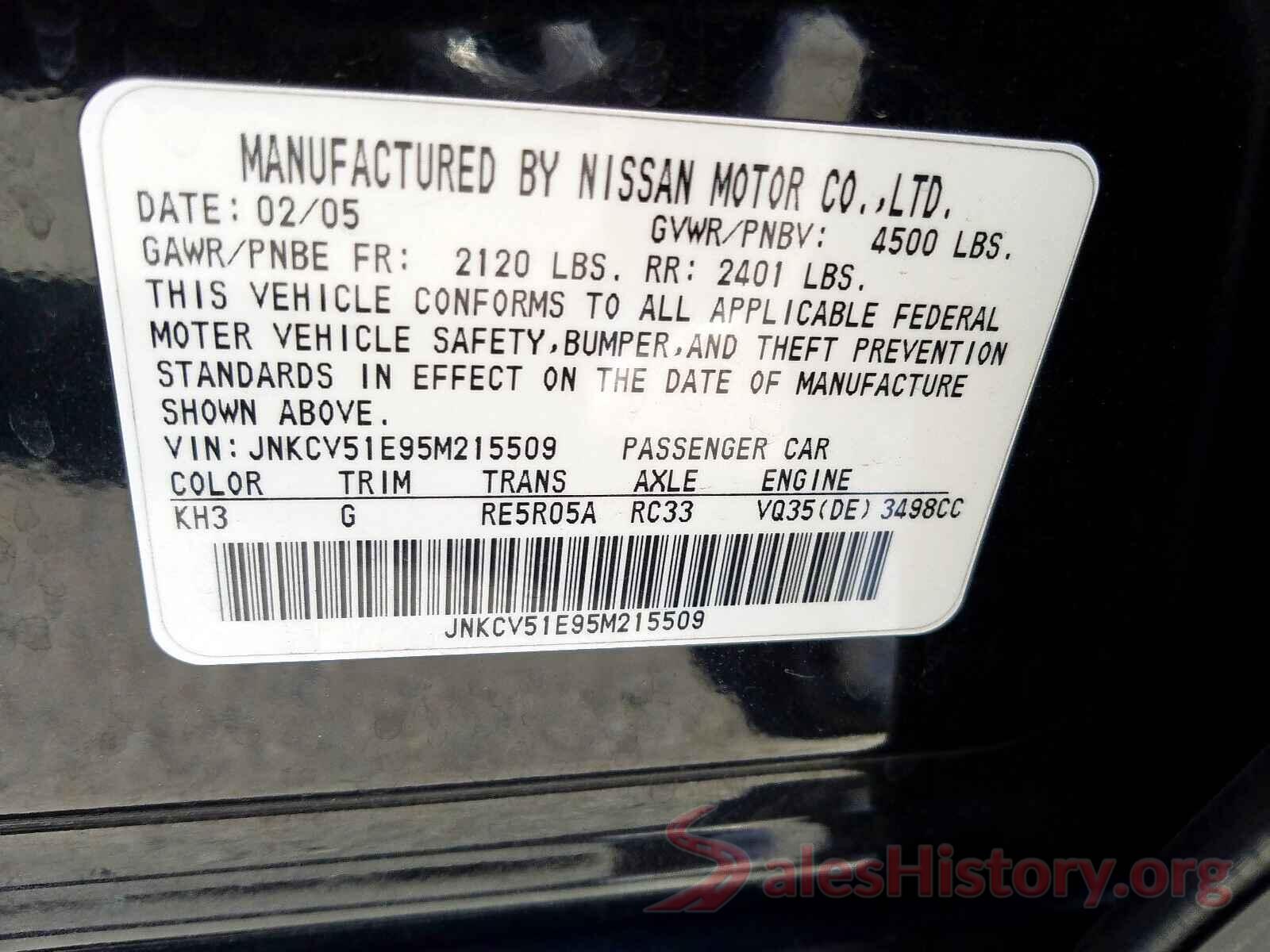 3N1CN8EV9LL893460 2005 INFINITI G35