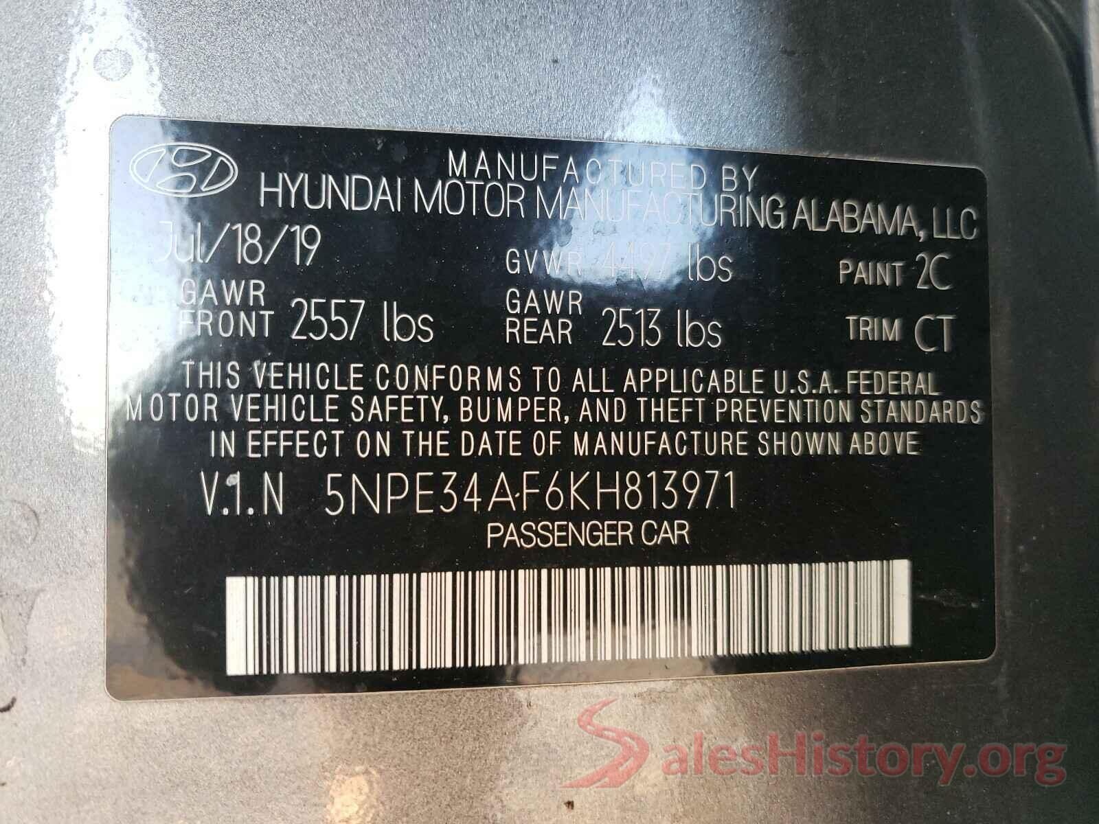 5NPE34AF6KH813971 2019 HYUNDAI SONATA