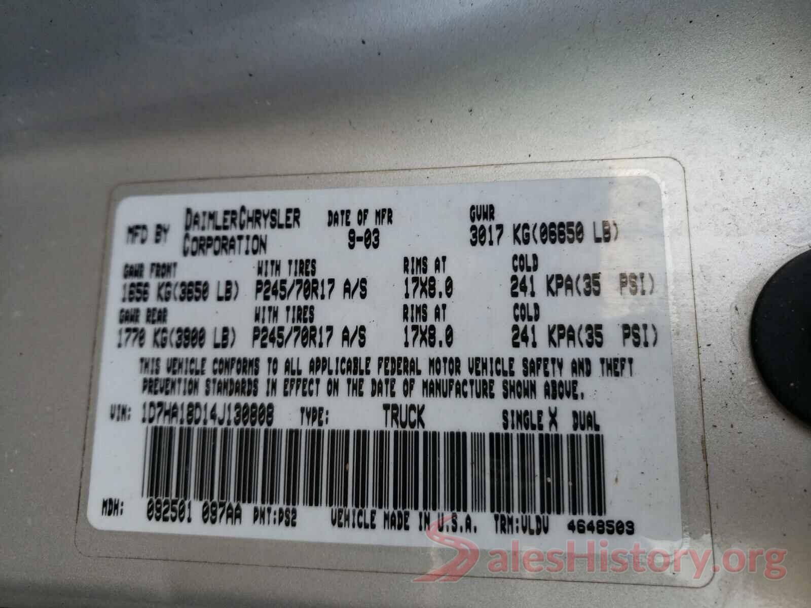 000J33A47HU264122 2004 DODGE RAM 1500