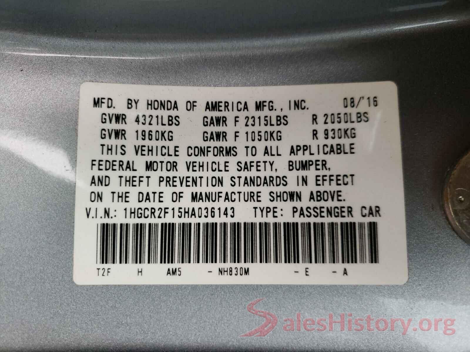 1HGCR2F15HA036143 2017 HONDA ACCORD