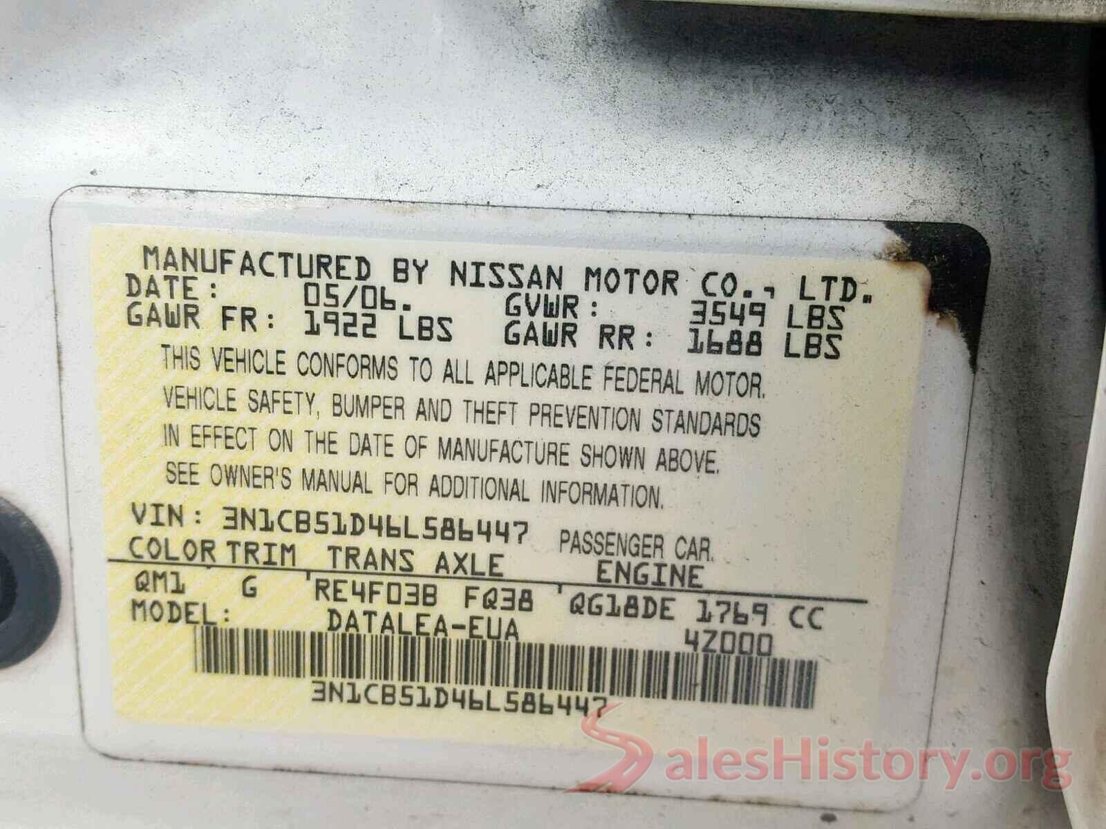 4T1K61AK5LU965779 2006 NISSAN SENTRA