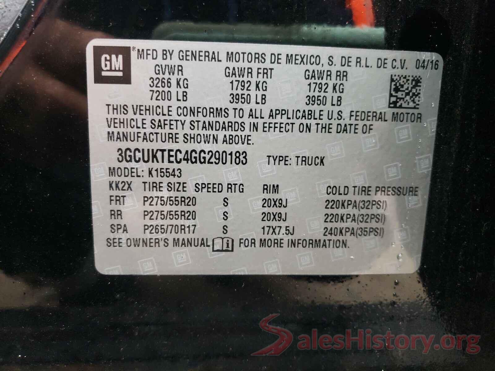 3GCUKTEC4GG290183 2016 CHEVROLET SILVERADO