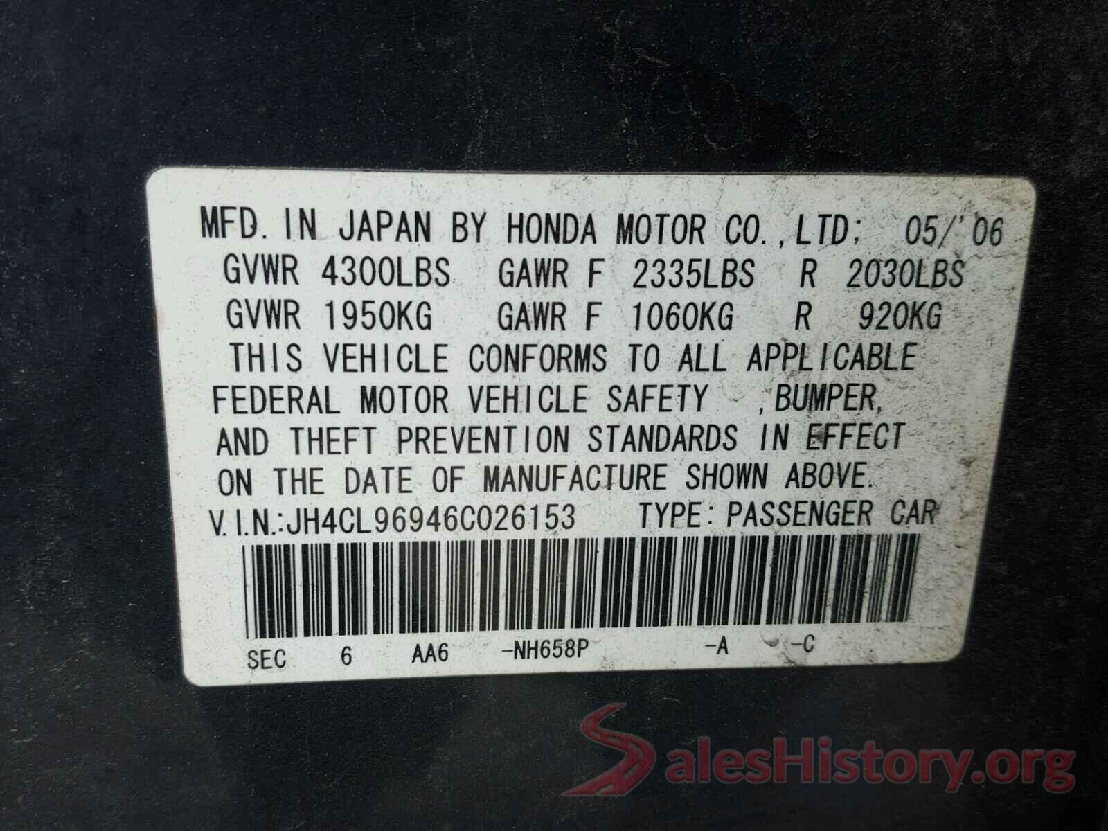 4T1B11HK6JU611884 2006 ACURA TSX