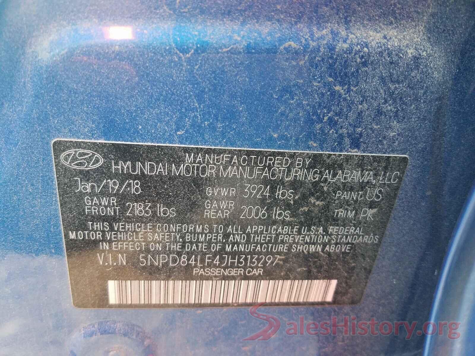 5NPD84LF4JH313297 2018 HYUNDAI ELANTRA