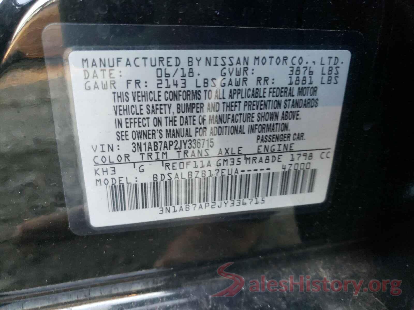 3N1AB7AP2JY336715 2018 NISSAN SENTRA