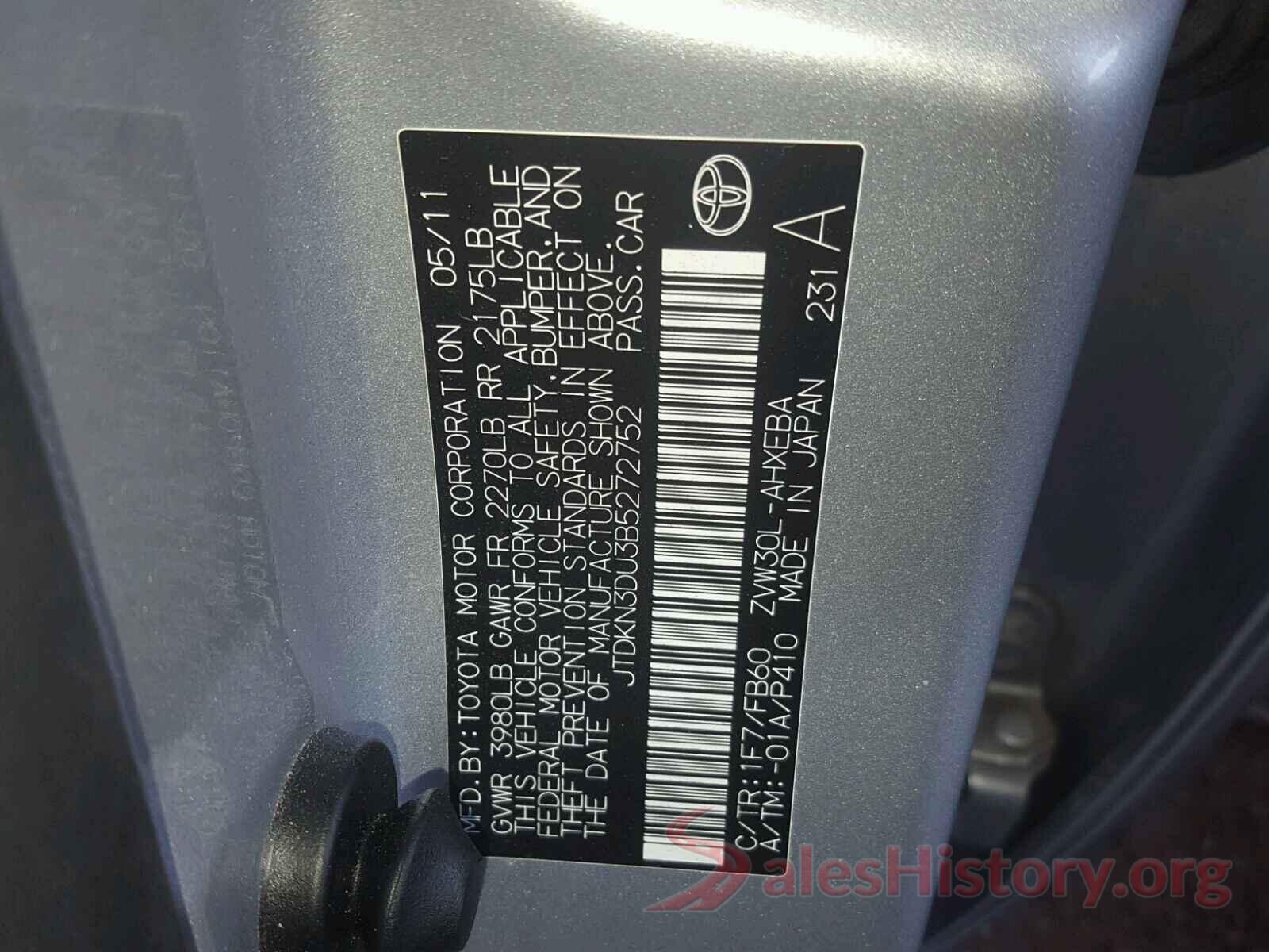 3VWC57BU3KM020442 2011 TOYOTA PRIUS