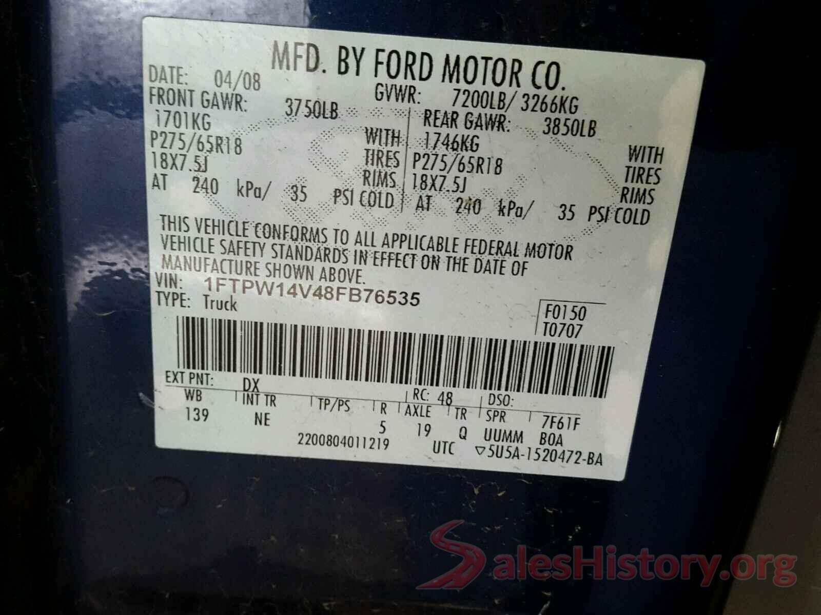 5YFBURHE1HP722046 2008 FORD F150