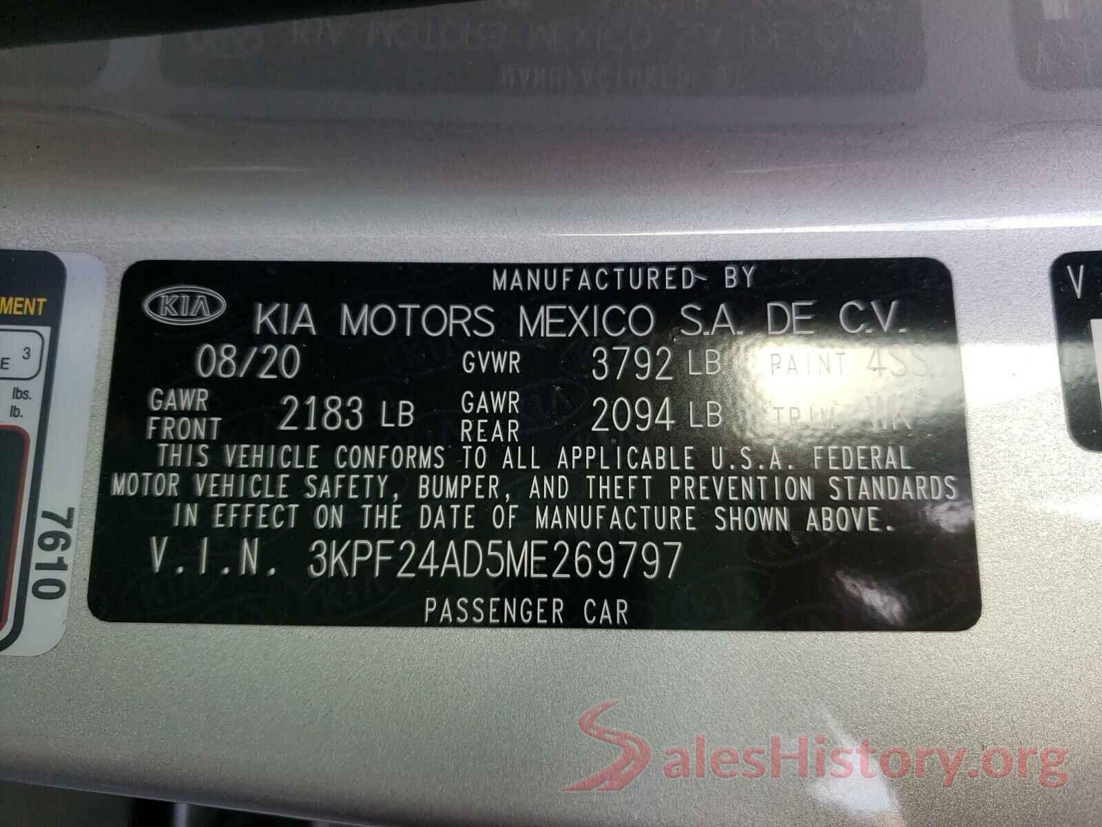 3KPF24AD5ME269797 2021 KIA FORTE