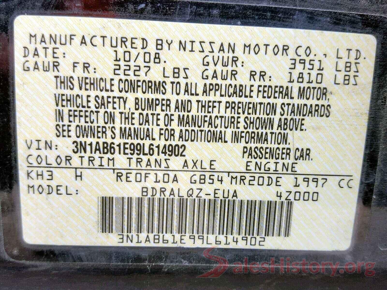 3N1AB7AP1JY308355 2009 NISSAN SENTRA