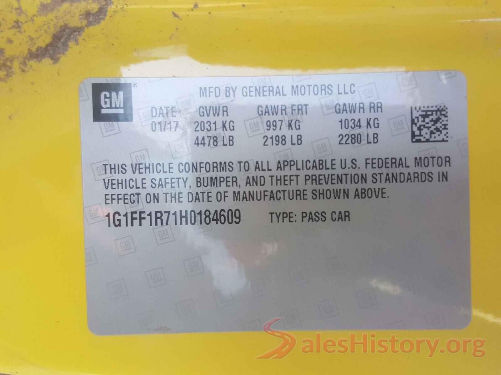 1G1FF1R71H0184609 2017 CHEVROLET CAMARO