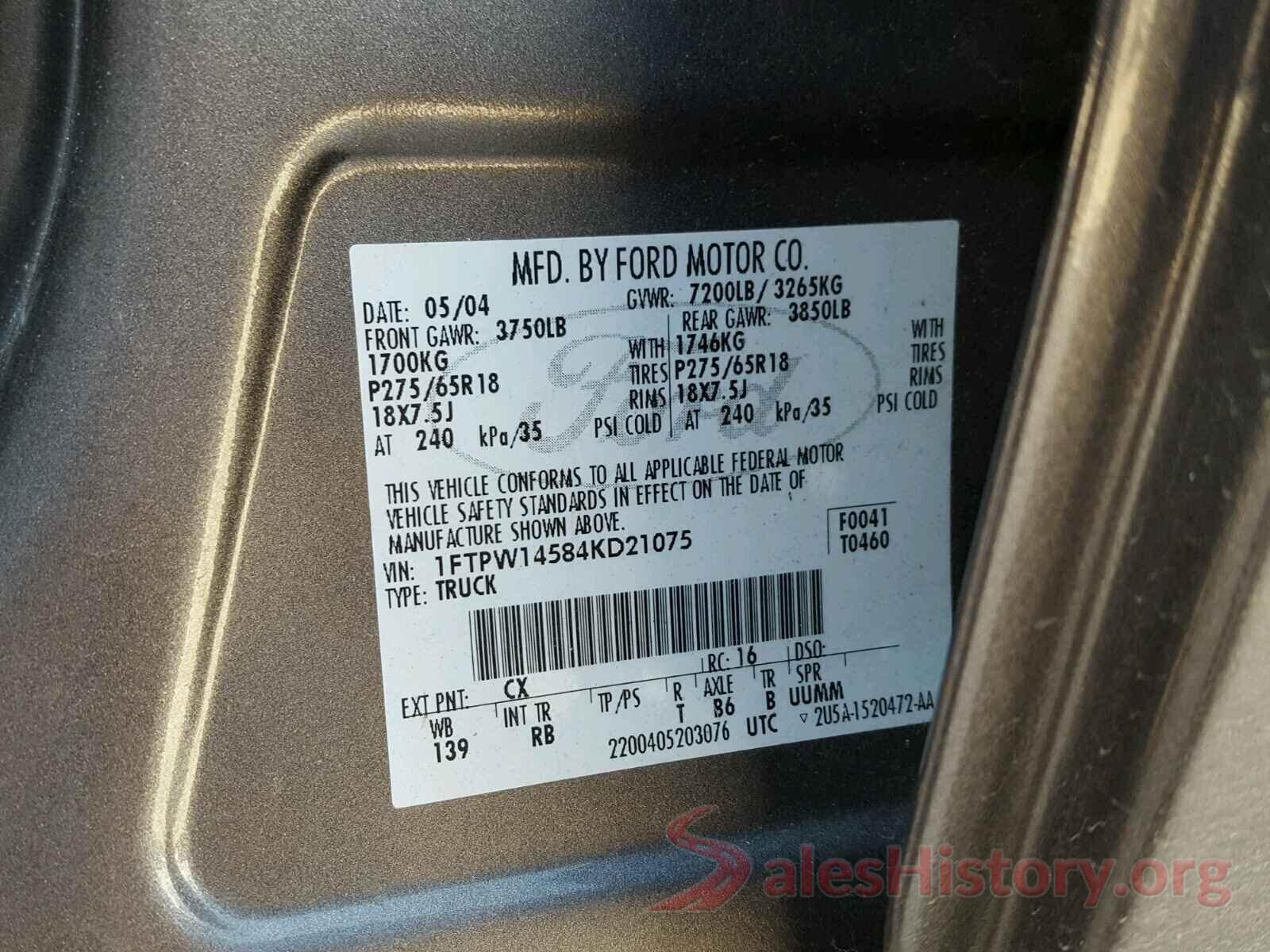 5N1AT2MT8GC809391 2004 FORD F150