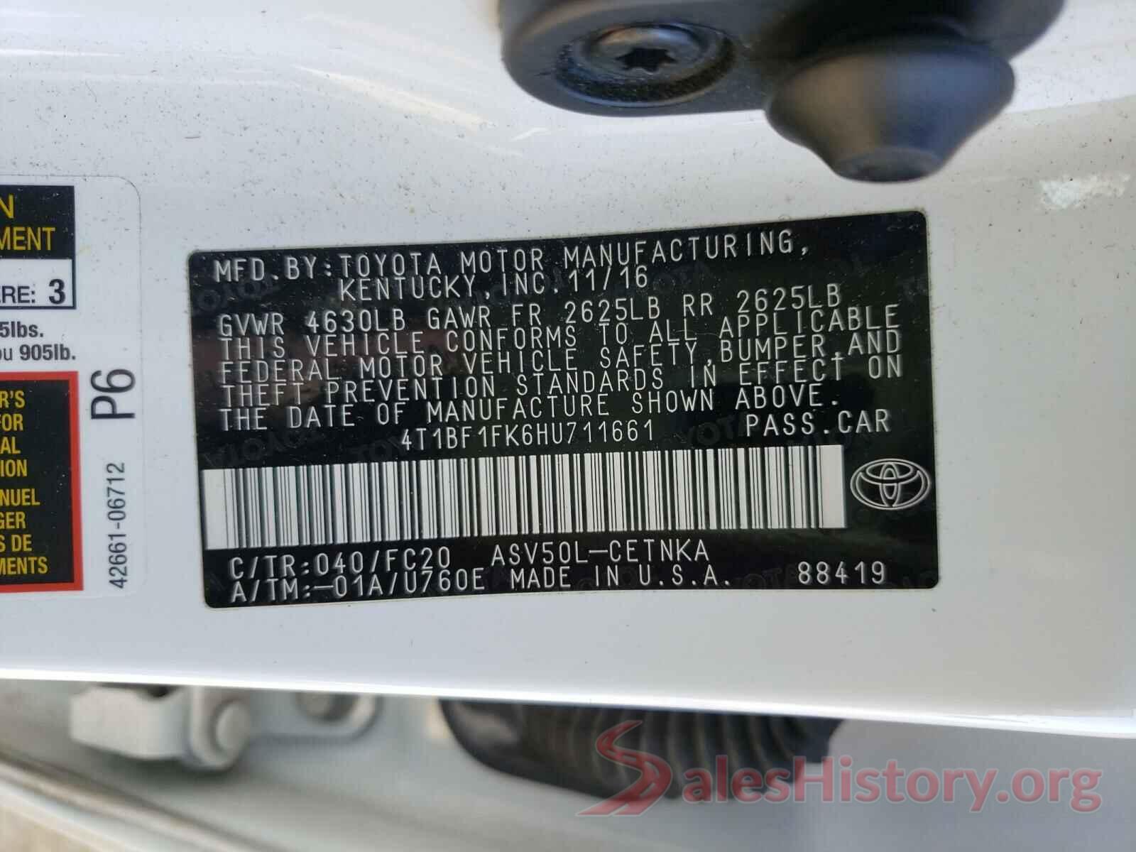 4T1BF1FK6HU711661 2017 TOYOTA CAMRY