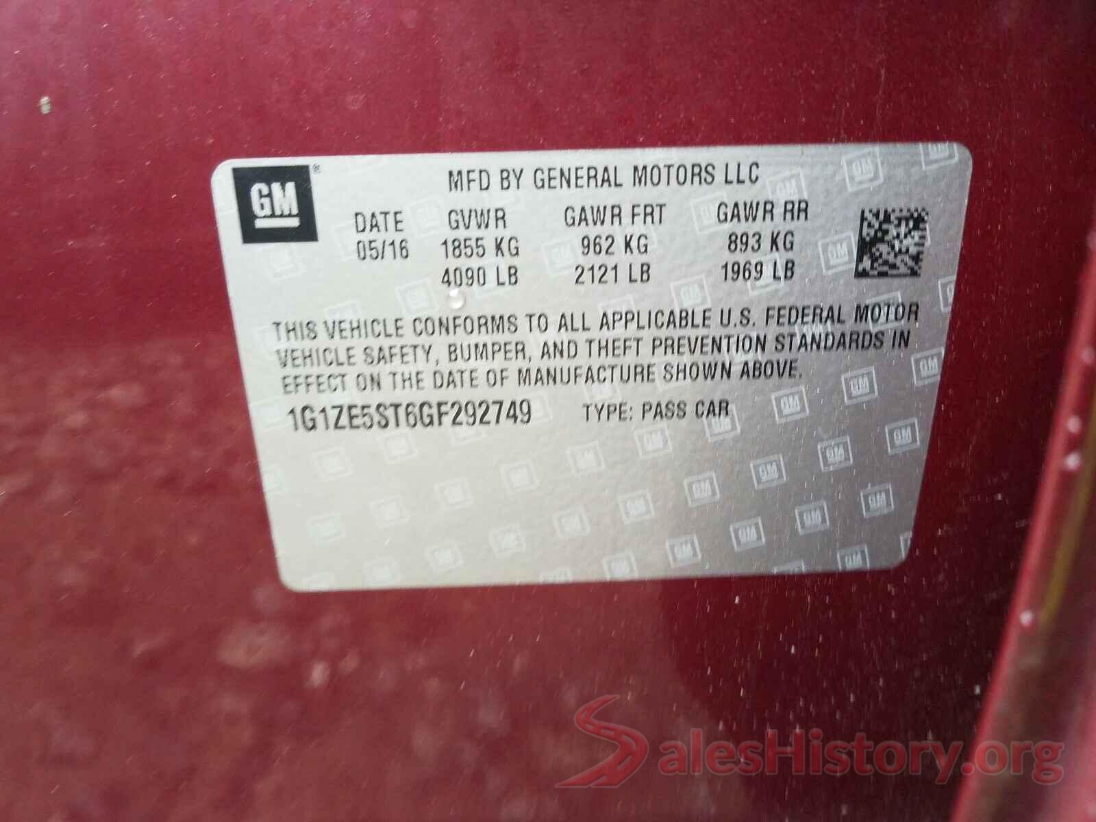 1G1ZE5ST6GF292749 2016 CHEVROLET MALIBU