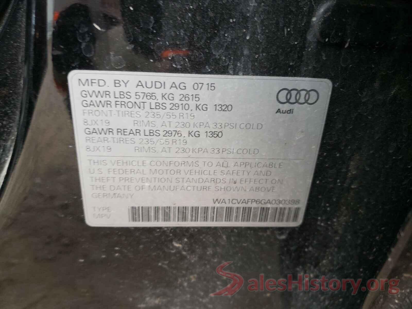 WA1CVAFP6GA030398 2016 AUDI Q5