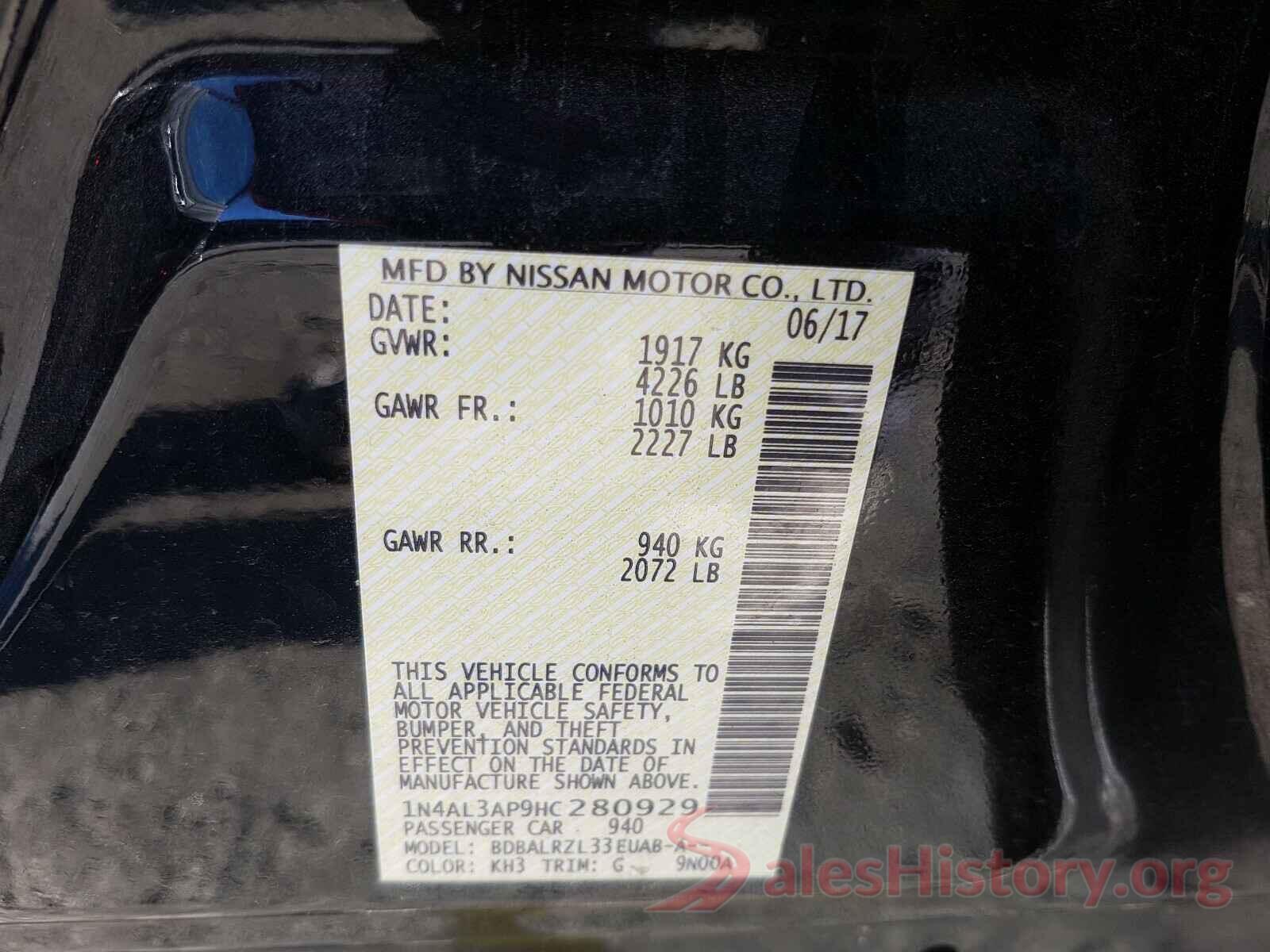 1N4AL3AP9HC280929 2017 NISSAN ALTIMA