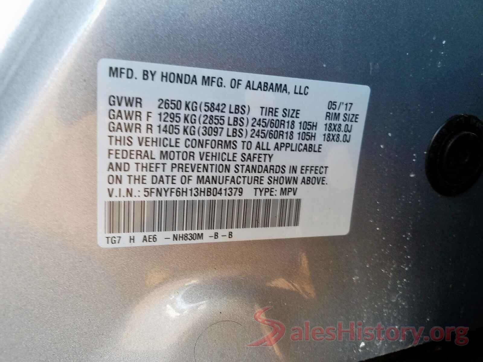 1C4HJXDGXJW275132 2017 HONDA PILOT