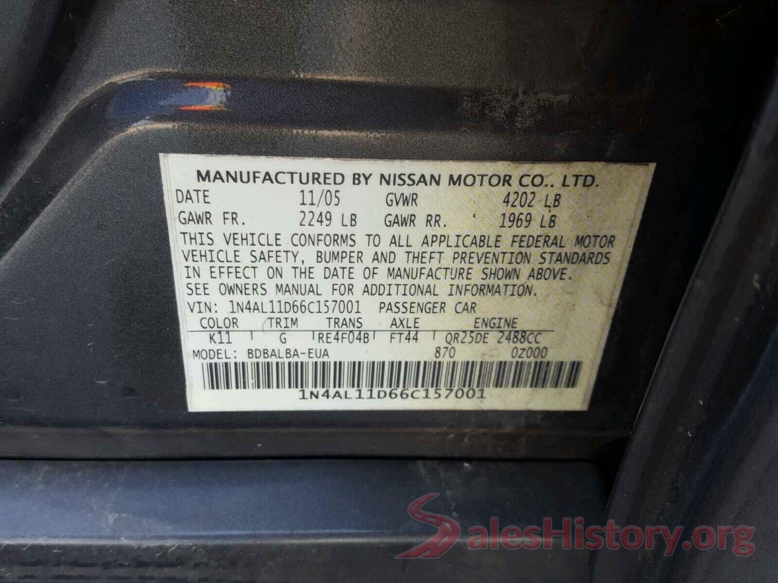 3TMCZ5AN9JM130741 2006 NISSAN ALTIMA S