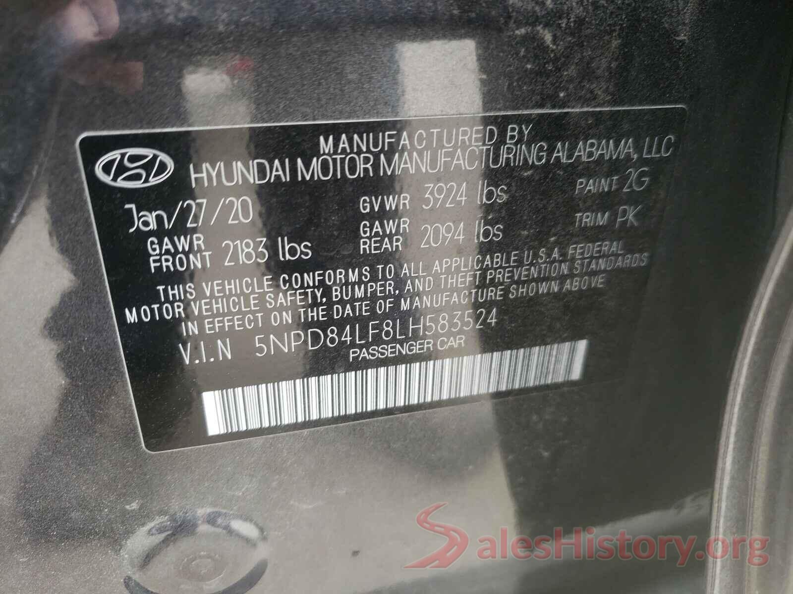 5NPD84LF8LH583524 2020 HYUNDAI ELANTRA