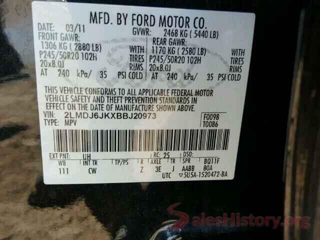 3N1CN8DV8LL812983 2011 LINCOLN MKX