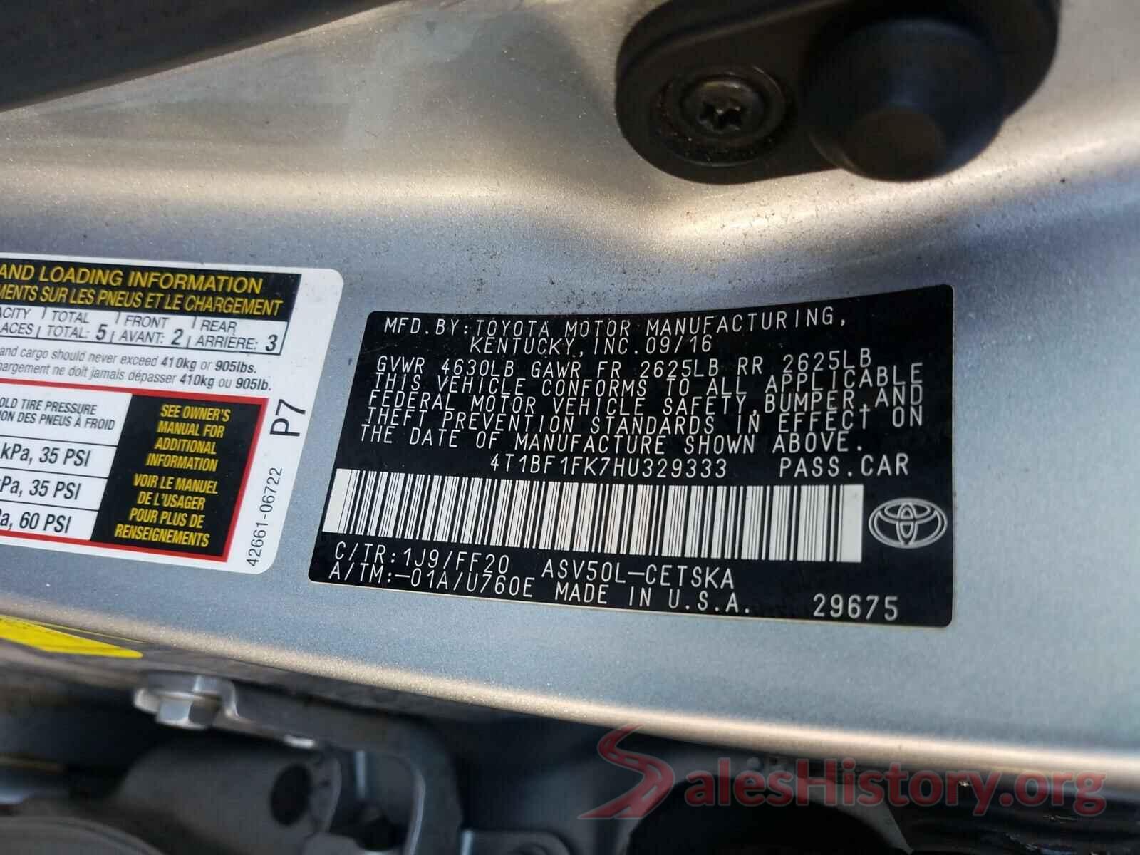 4T1BF1FK7HU329333 2017 TOYOTA CAMRY