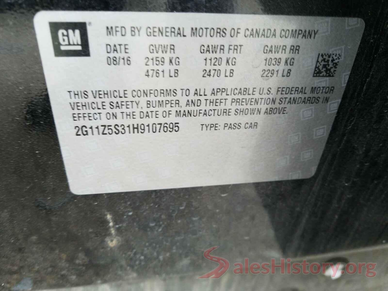 2G11Z5S31H9107695 2017 CHEVROLET IMPALA