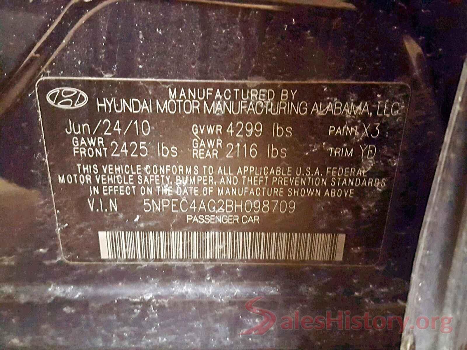 KM8J23A46KU002747 2011 HYUNDAI SONATA