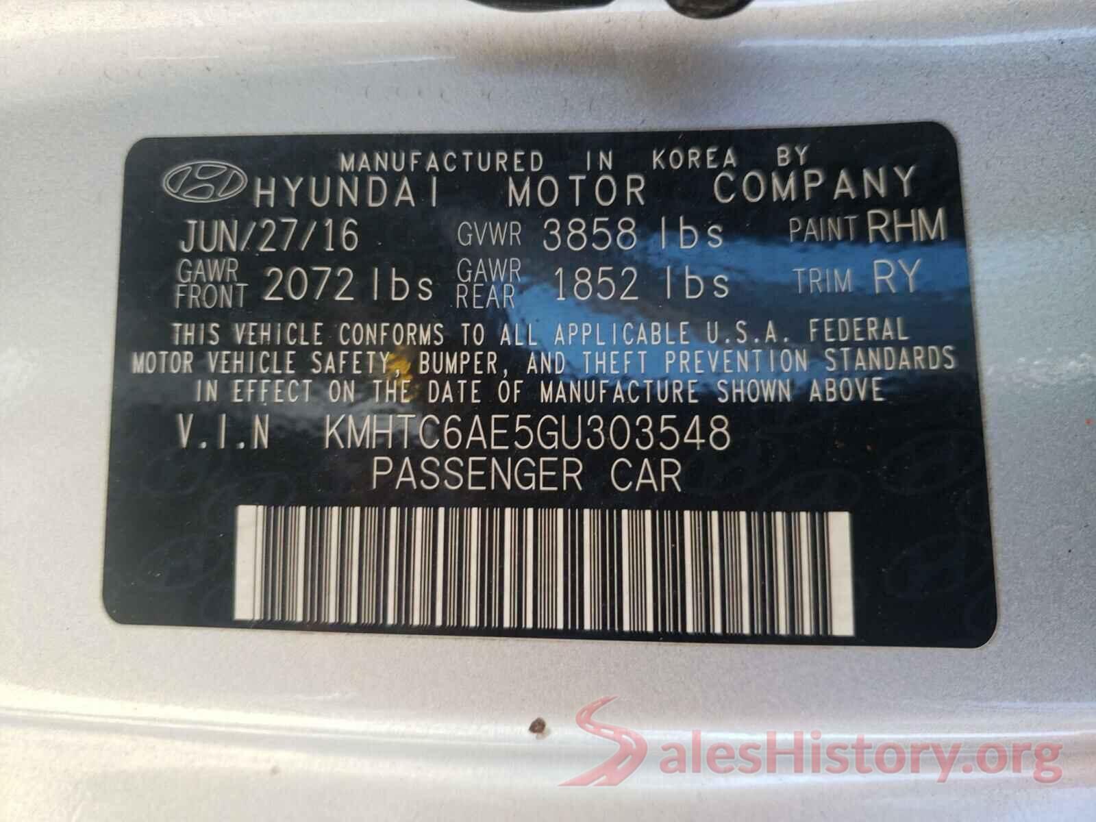 KMHTC6AE5GU303548 2016 HYUNDAI VELOSTER