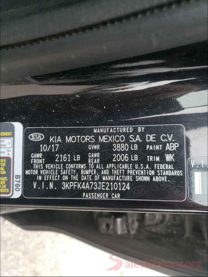 3KPFK4A73JE210124 2018 KIA FORTE