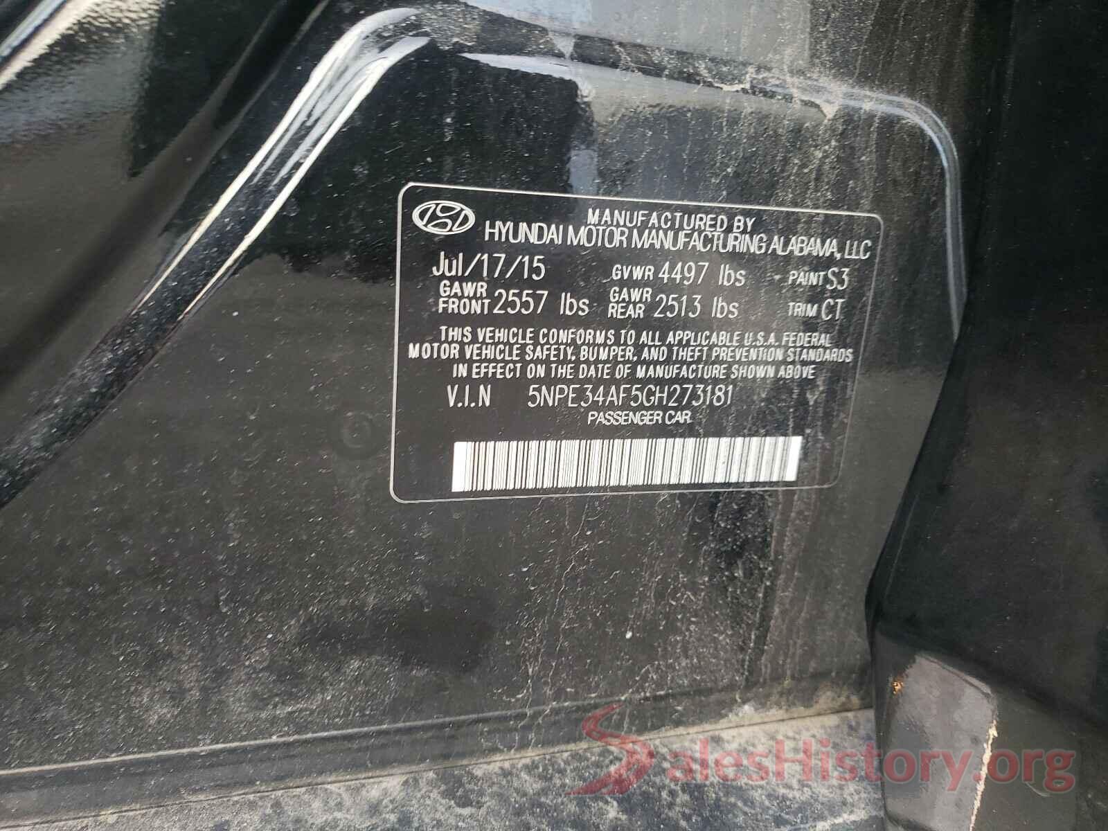 5NPE34AF5GH273181 2016 HYUNDAI SONATA