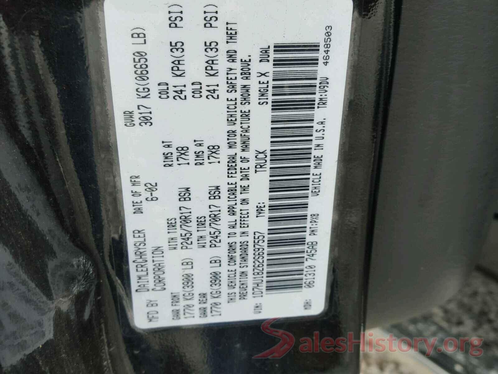 JF2GPABC7G9210156 2002 DODGE RAM 1500