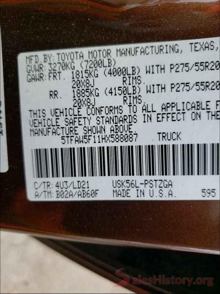 5TFAW5F11HX588087 2017 TOYOTA TUNDRA