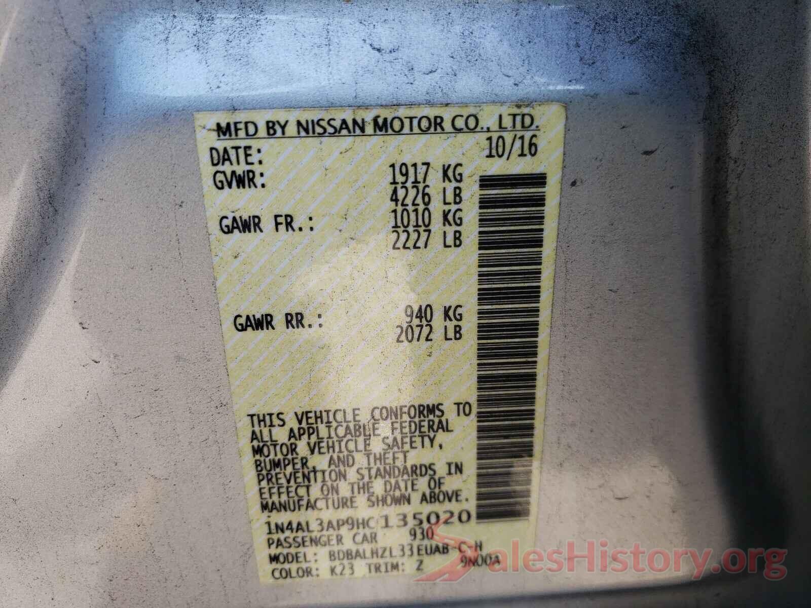 1N4AL3AP9HC135020 2017 NISSAN ALTIMA